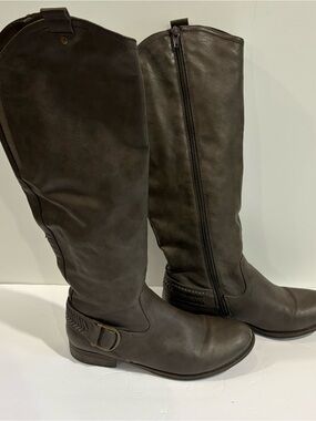 BASS‎ Adrina Gray Brown Tall Riding Boots Sz 7.5 Boho Equestrian Classic